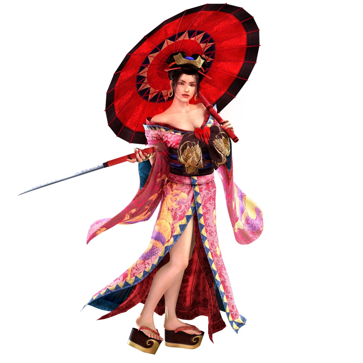 cleavage, japanese_clothes, setsuka, soul_calibur, soul_calibur_iii, sword, weapon