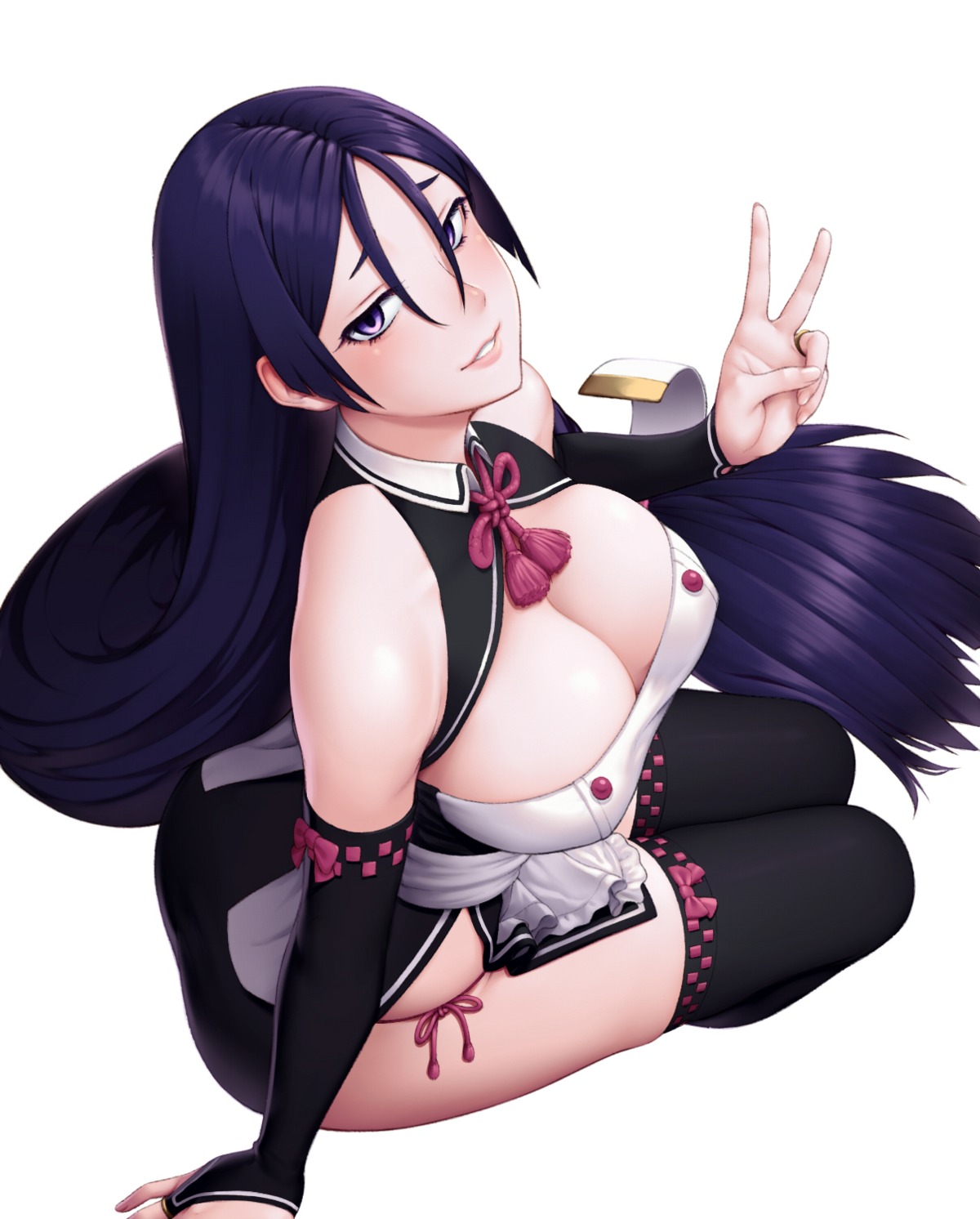 amase_(yagami666), cleavage, fate/grand_order, minamoto_no_raikou_(fate), thighhighs