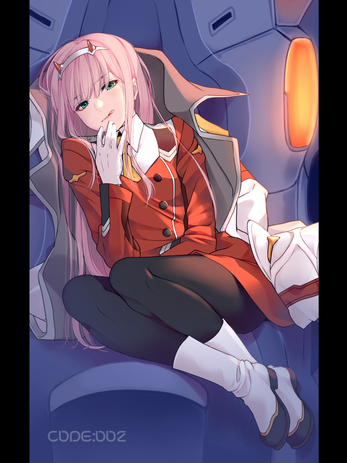 darling_in_the_franxx, heels, horns, kate_iwana, pantyhose, uniform, zero_two_(darling_in_the_franxx)