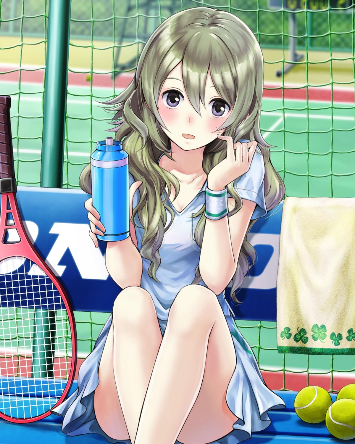 cleavage, school_fanfare, tennis