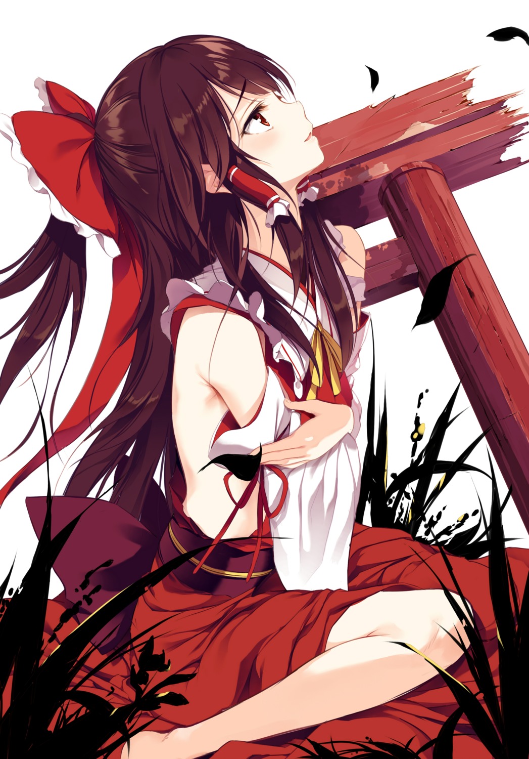 breast_hold, eien_no_juu_nana-sai, hakurei_reimu, no_bra, touhou