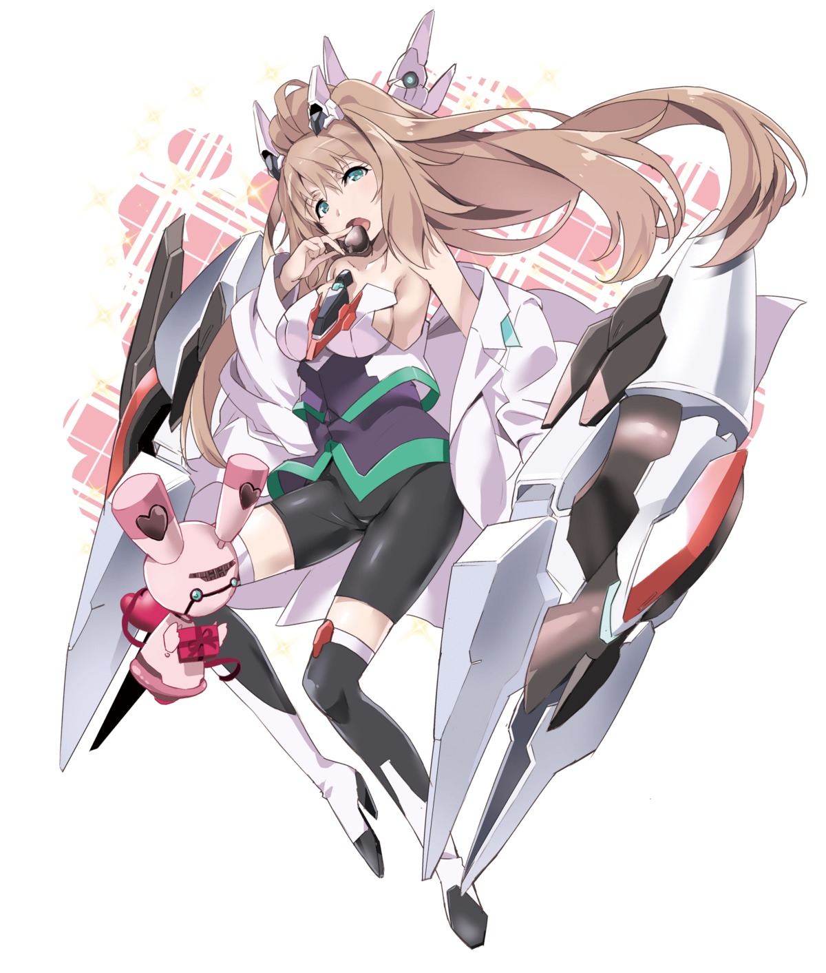 bike_shorts, ernesta_kuhne, gakusentoshi_asterisk, heels, okiura, thighhighs