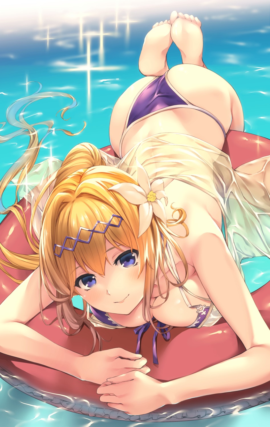 akanagi_youto, ass, bikini, cleavage, feet, granblue_fantasy, jeanne_d'arc, jeanne_d'arc_(granblue_fantasy), see_through, swimsuits