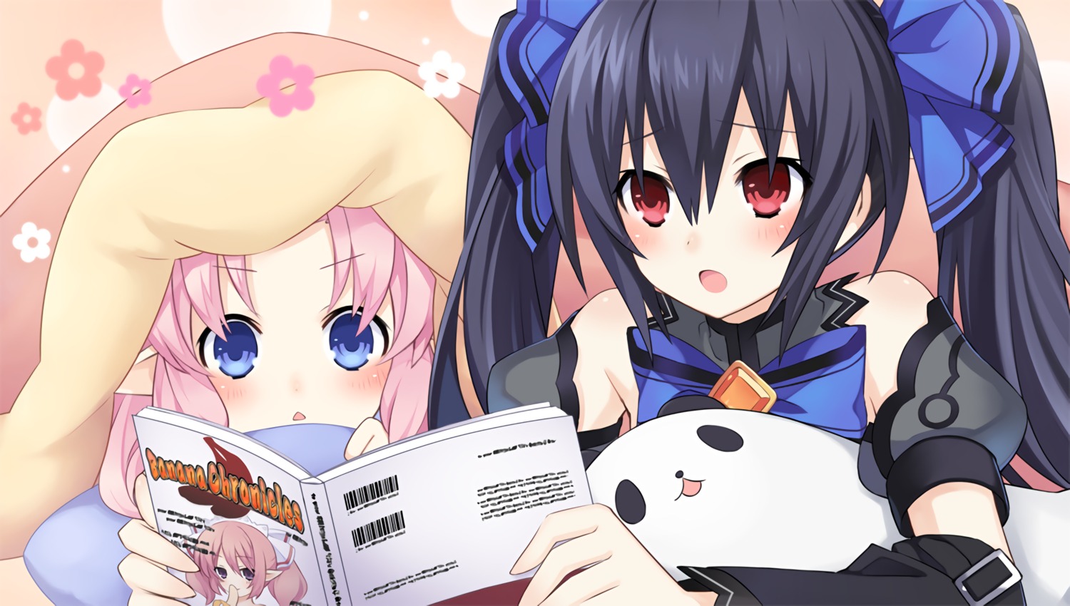 chou_megami_shinkou_noire_gekishin_black_heart, choujigen_game_neptune, game_cg, noire, pointy_ears, restoa, tsunako