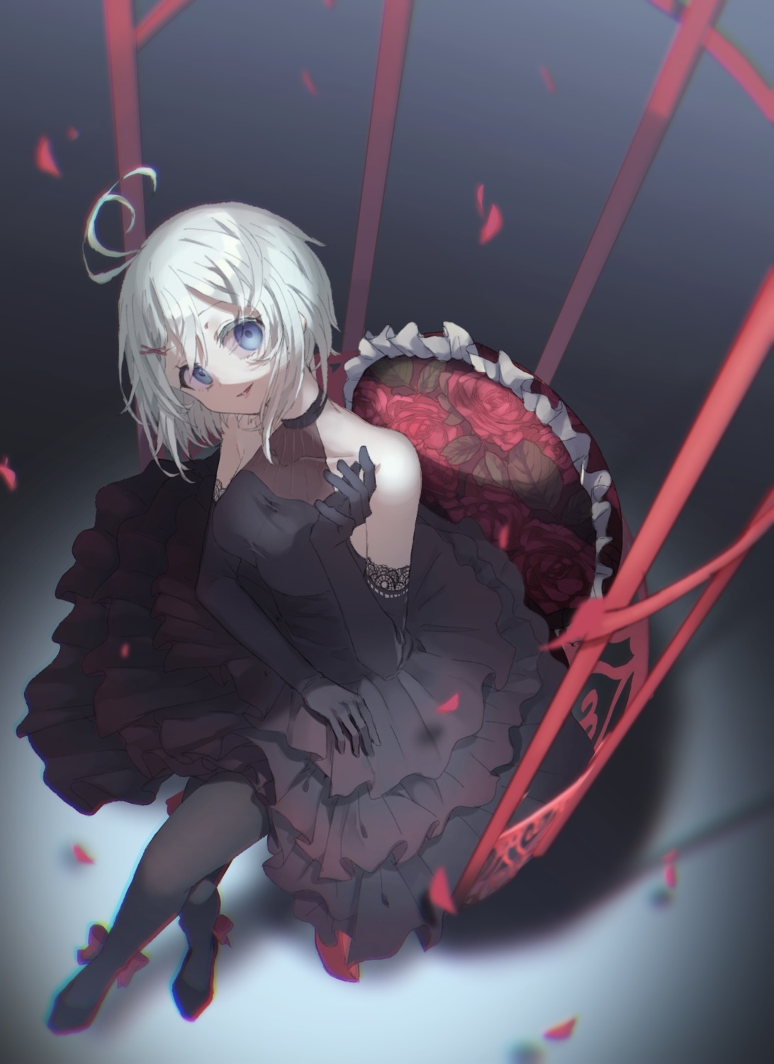 chibirisu, dennou_shoujo_youtuber_shiro, dress, pantyhose, shiro_(dennou_shoujo_youtuber_shiro)