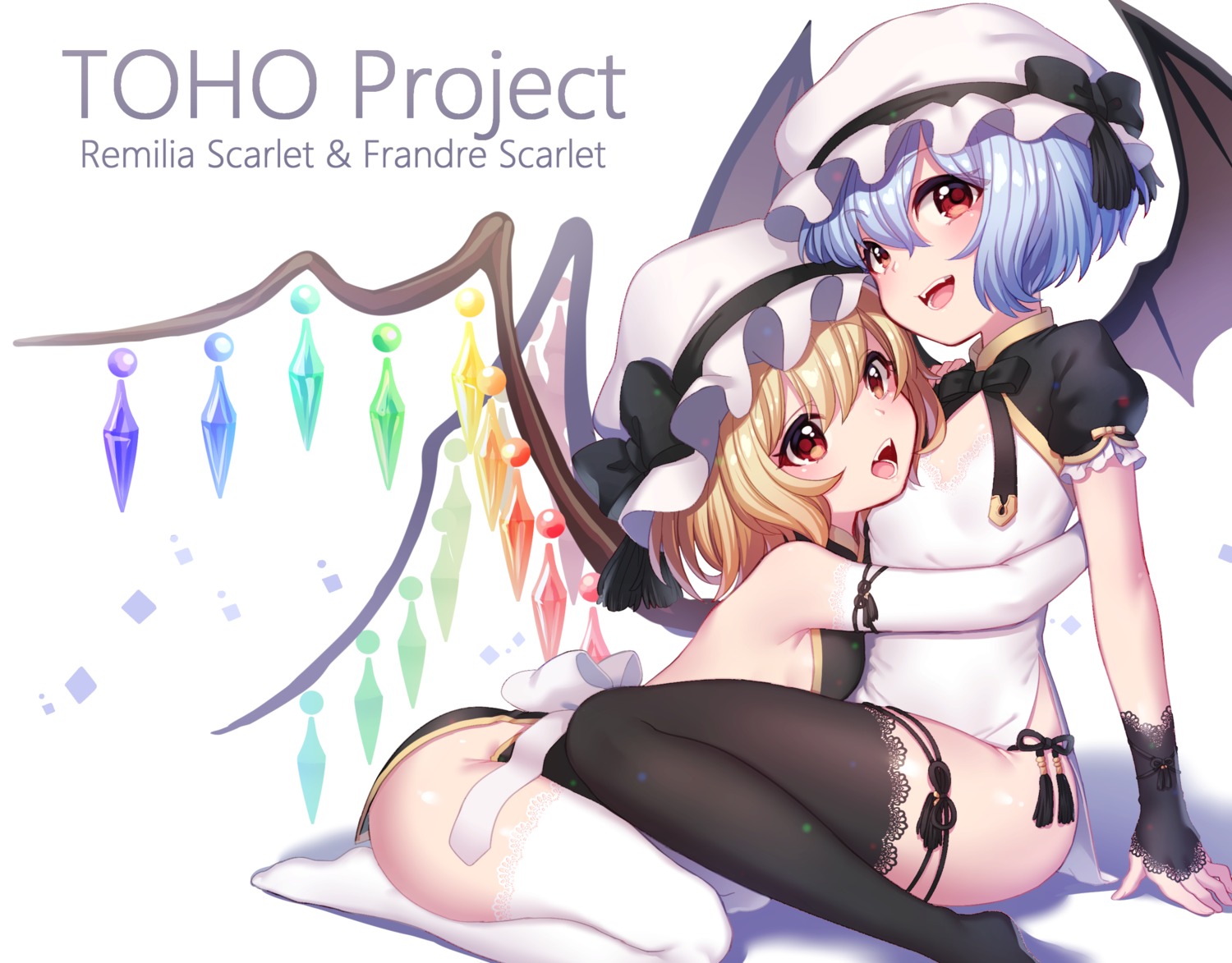 chinadress, flandre_scarlet, hoshina_meito, remilia_scarlet, thighhighs, touhou, wings