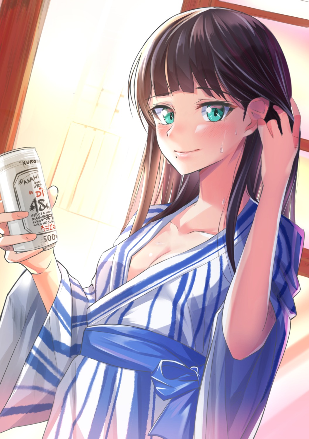cleavage, kurosawa_dia, love_live!_(series), love_live!_sunshine!!, shaka_(staito0515), yukata