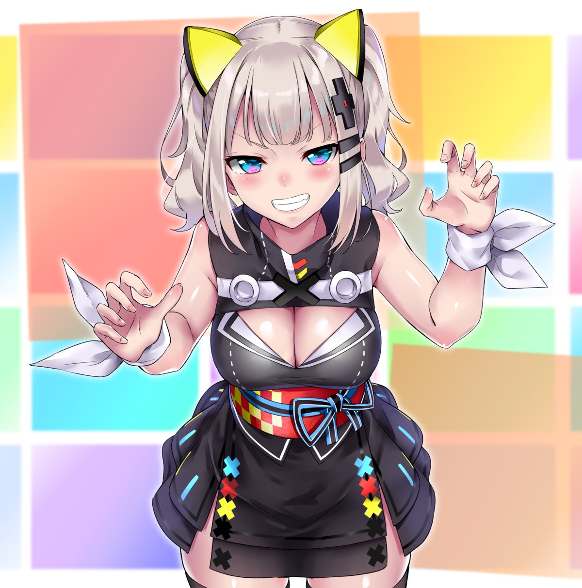 cleavage, kaguya_luna, mishin_(mbmnk), the_moon_studio, thighhighs