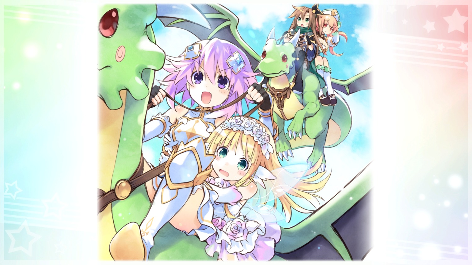 armor, bouquet_(choujigen_game_neptune), choujigen_game_neptune, compa, dress, four_goddesses_online:_cyber_dimension_neptune, game_cg, if_(choujigen_game_neptune)