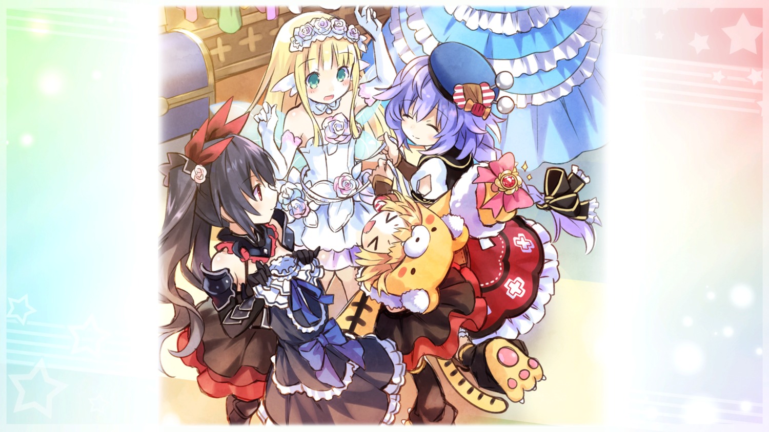 animal_ears, bouquet_(choujigen_game_neptune), choujigen_game_neptune, dress, four_goddesses_online:_cyber_dimension_neptune, game_cg, noire, peashy