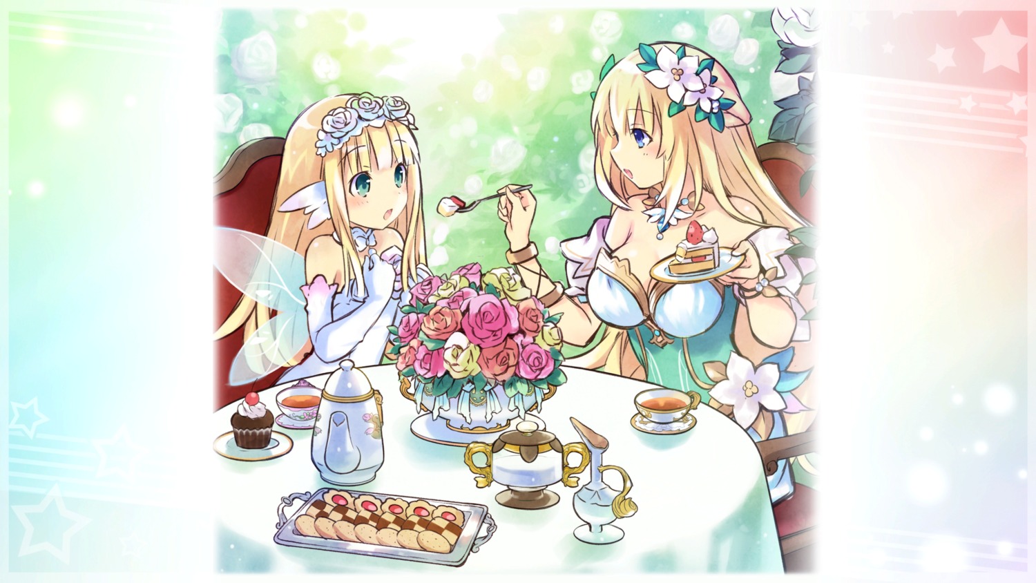 bouquet_(choujigen_game_neptune), choujigen_game_neptune, cleavage, four_goddesses_online:_cyber_dimension_neptune, game_cg, tsunako, vert, wings