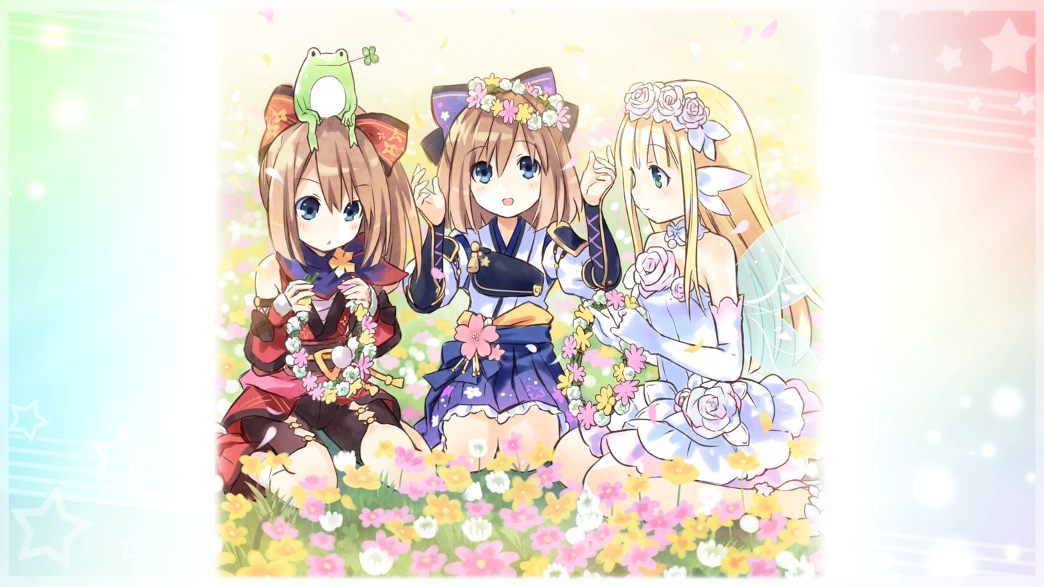 armor, bike_shorts, bouquet_(choujigen_game_neptune), choujigen_game_neptune, dress, four_goddesses_online:_cyber_dimension_neptune, game_cg, japanese_clothes