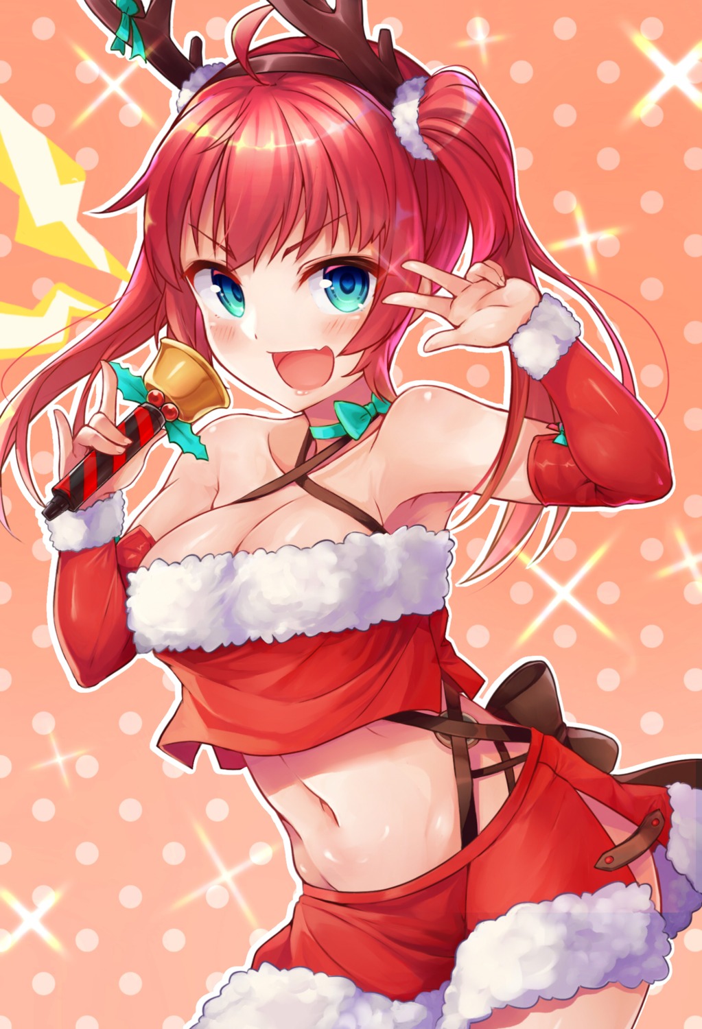 azur_lane, christmas, cleavage, horns, san_diego_(azur_lane), tenneko_yuuri