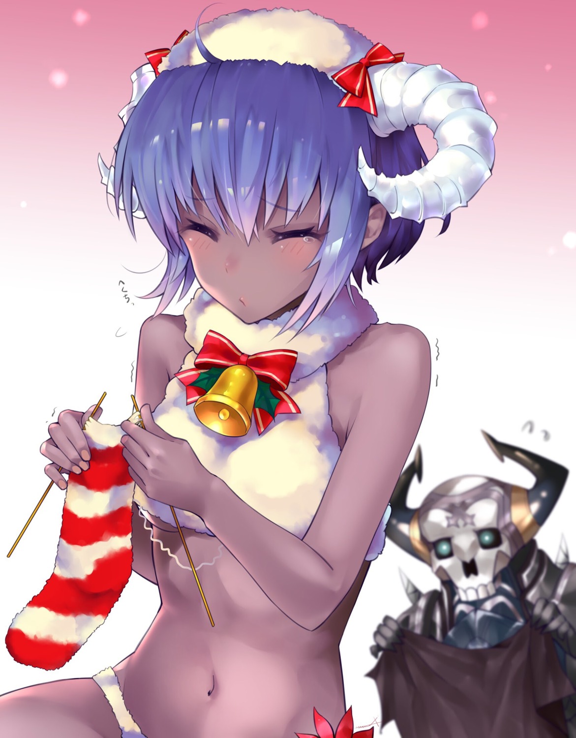 armor, christmas, fate/grand_order, hassan_of_serenity_(fate), horns, king_hassan_(fate/grand_order), pantsu, utayoi_(umakatare)