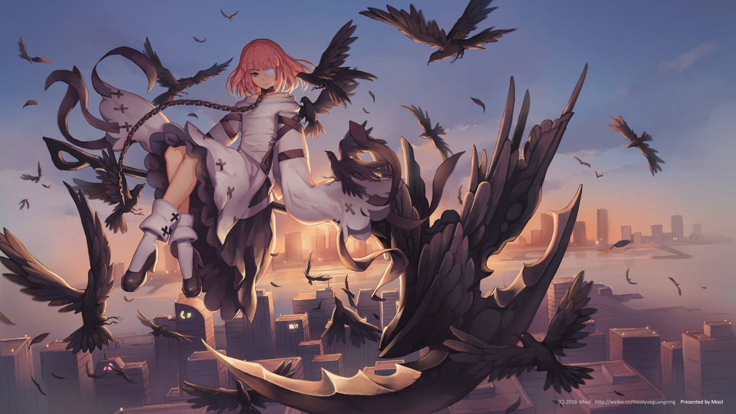 eyepatch, forever_7th_capital, heels, mool_yueguang, watari_(forever_7th_capital), weapon