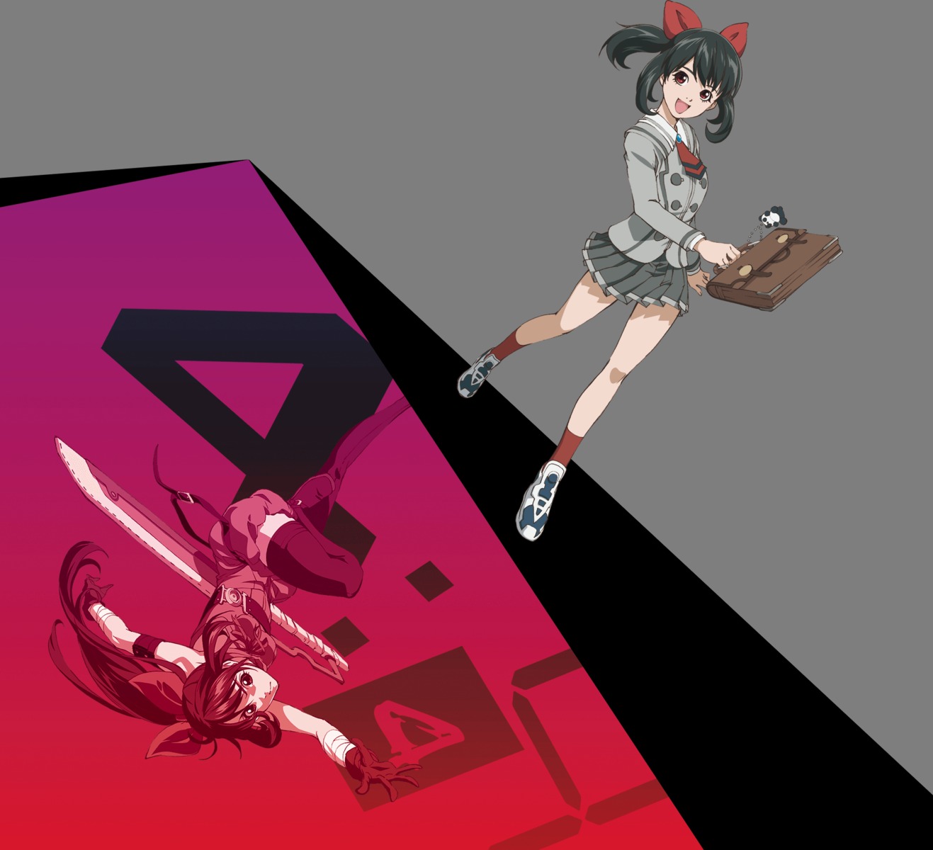 akanesasu_shoujo, seifuku, sword, thighhighs, transparent_png, tsuchimiya_asuka