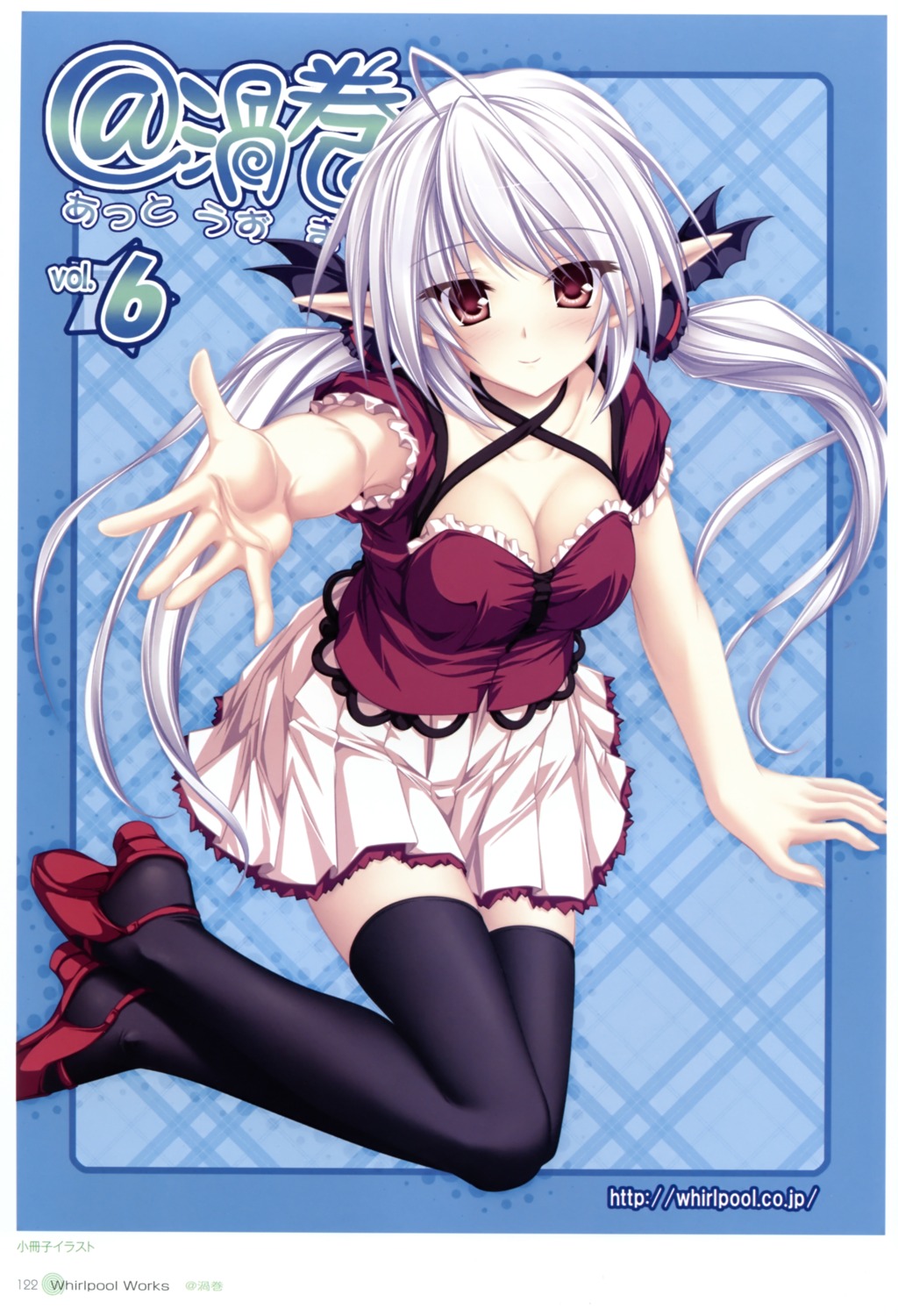cleavage, heels, pointy_ears, suzu_(suzukaze_no_melt), suzukaze_no_melt, tenmaso, thighhighs, whirlpool
