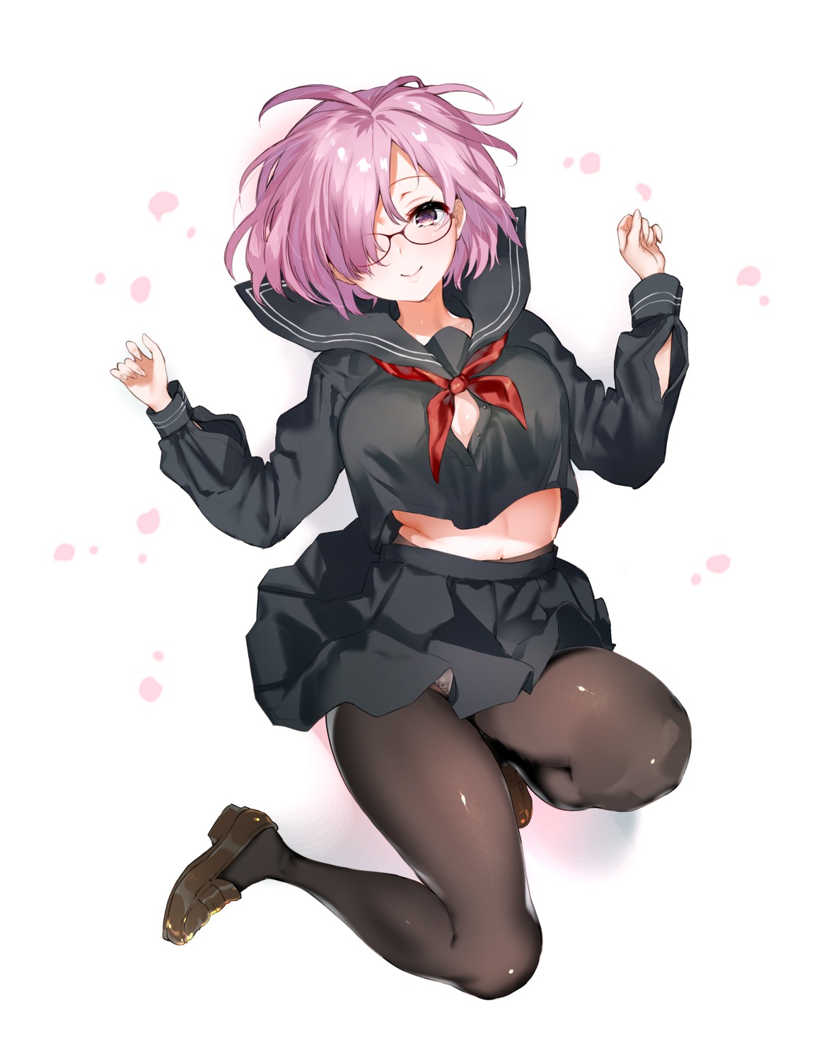 fate/grand_order, mash_kyrielight, megane, pantsu, pantyhose, seifuku, yuzuha_(artist)