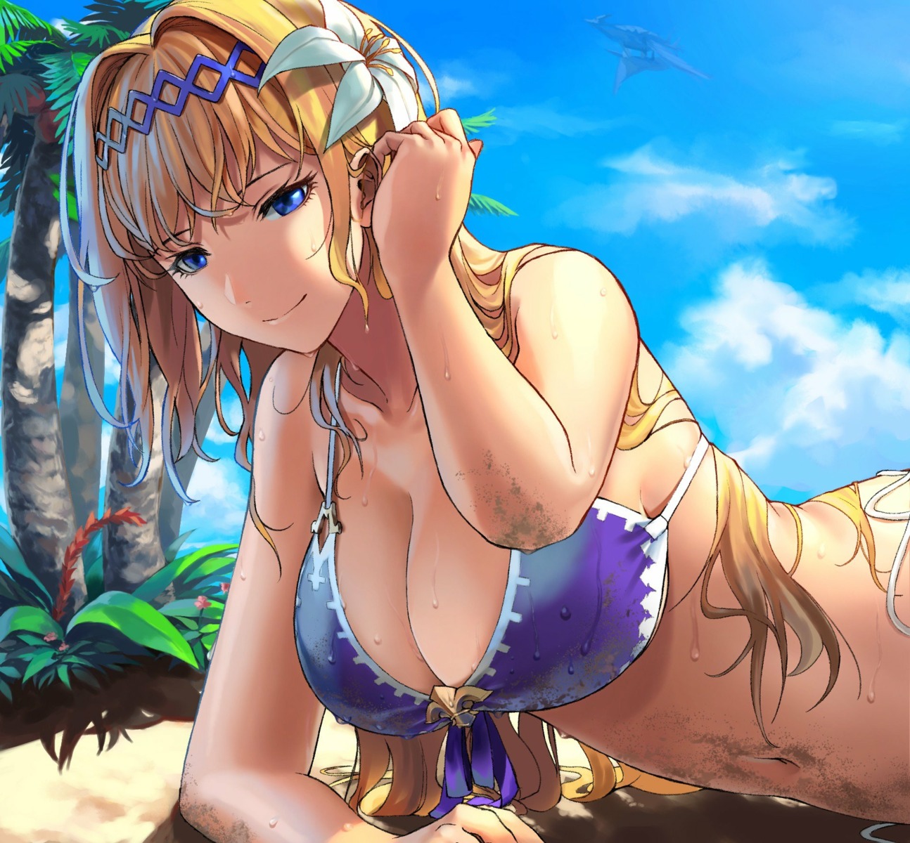 bikini_top, cleavage, granblue_fantasy, jeanne_d'arc, jeanne_d'arc_(granblue_fantasy), swimsuits, wet, zonotaida