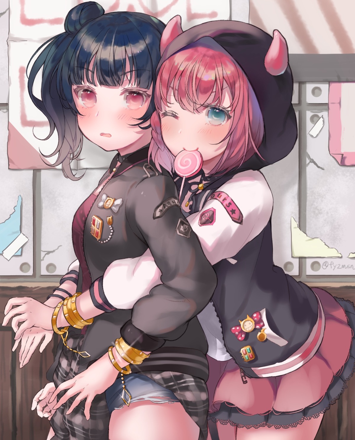 fuyuzima, horns, kurosawa_ruby, love_live!_(series), love_live!_sunshine!!, tsushima_yoshiko