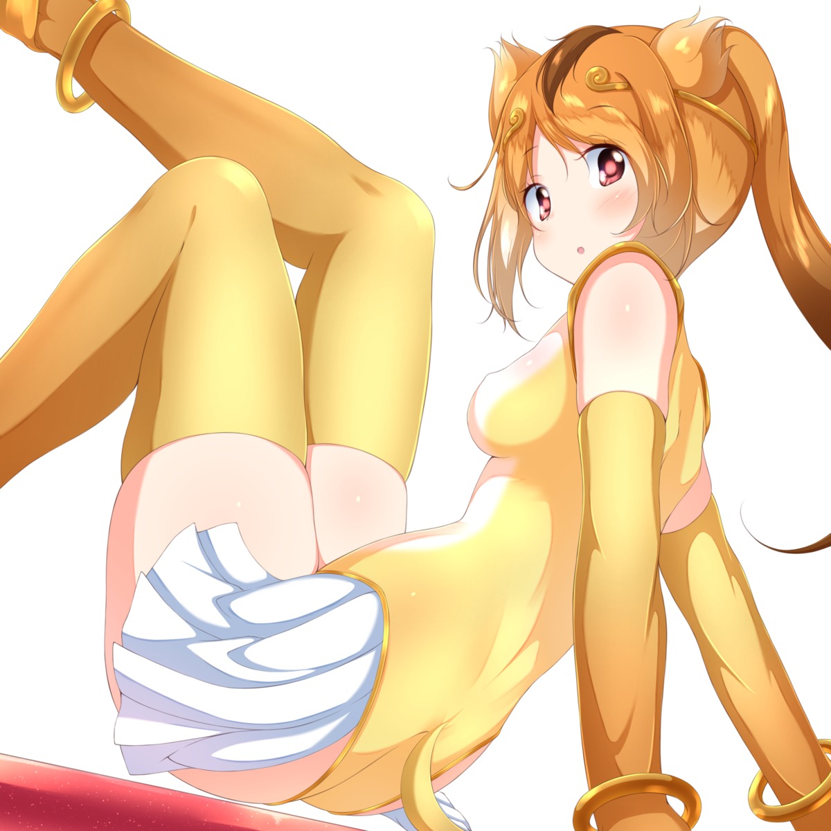 animal_ears, golden_snub-nosed_monkey, kemono_friends, leotard, numpopo, tail, thighhighs