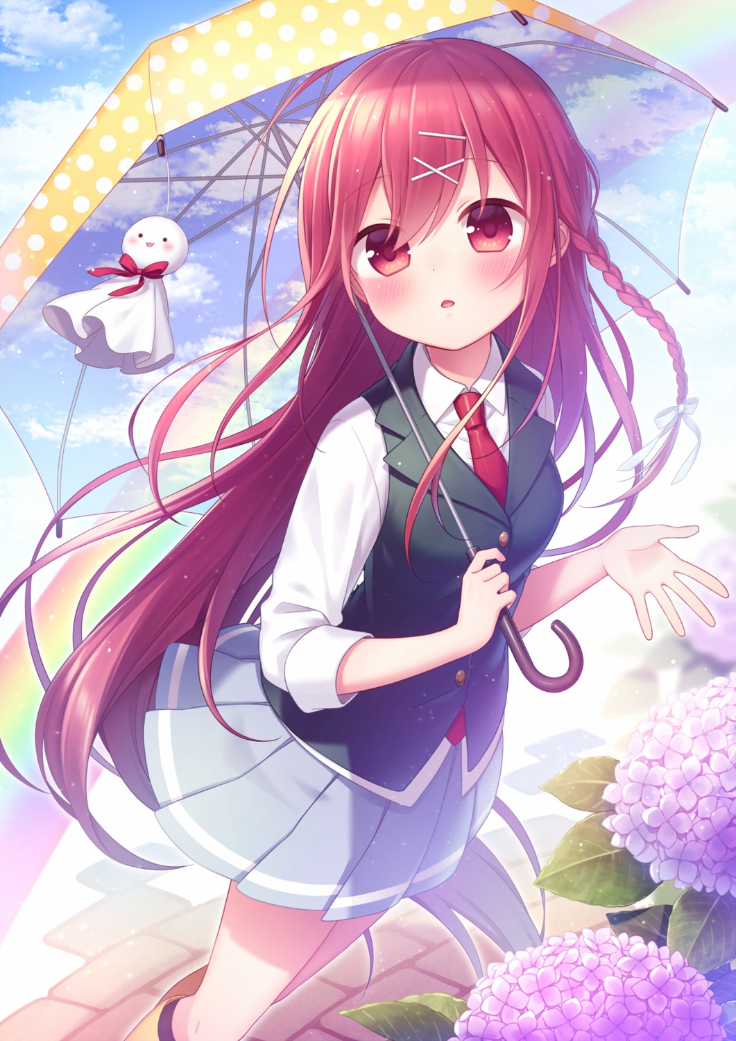 amene_kurumi, seifuku, umbrella