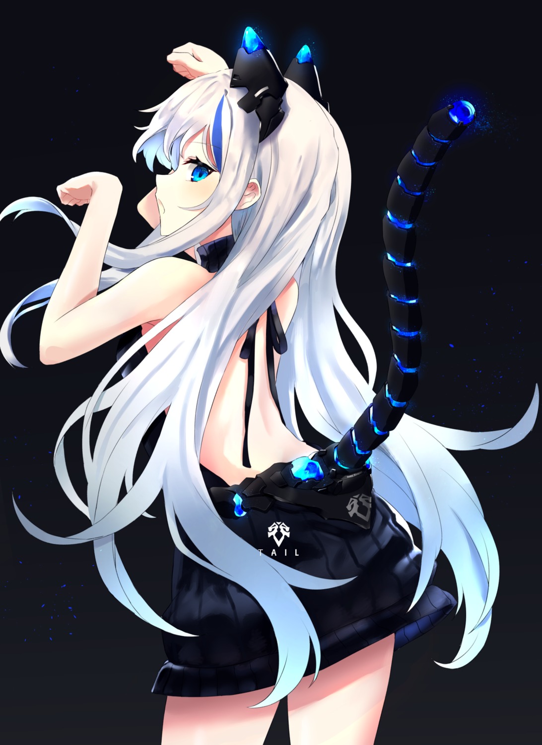 animal_ears, naitsu, nekomimi, no_bra, sweater, tail
