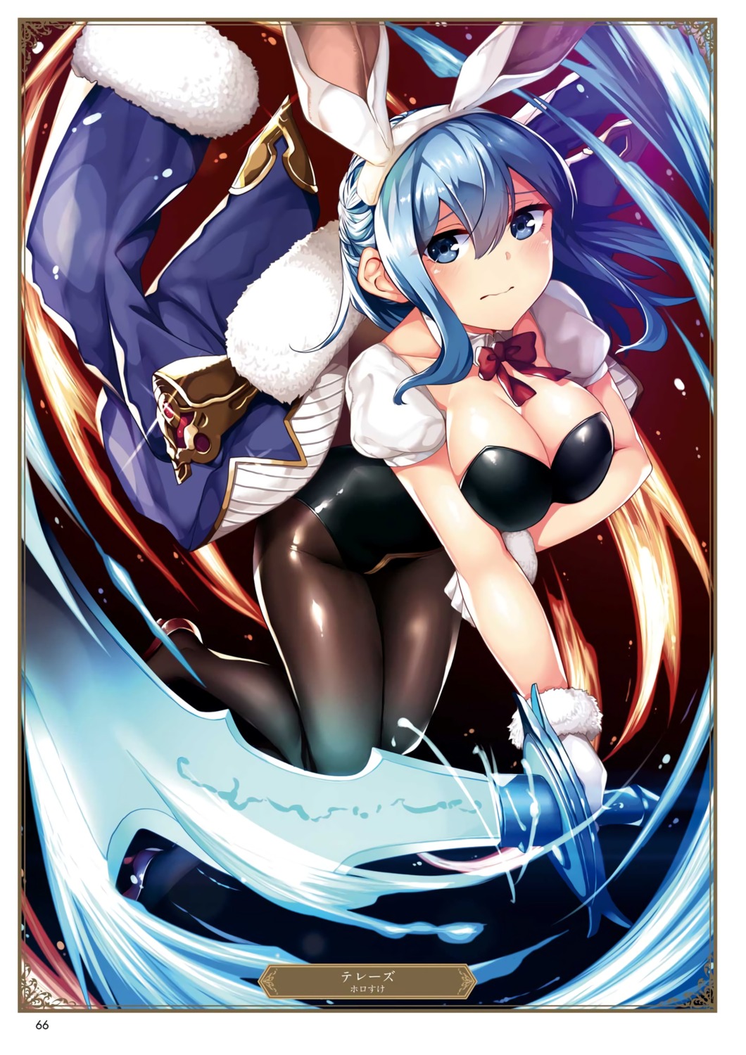 animal_ears, breast_hold, bunny_ears, bunny_girl, cleavage, granblue_fantasy, horosuke, sword