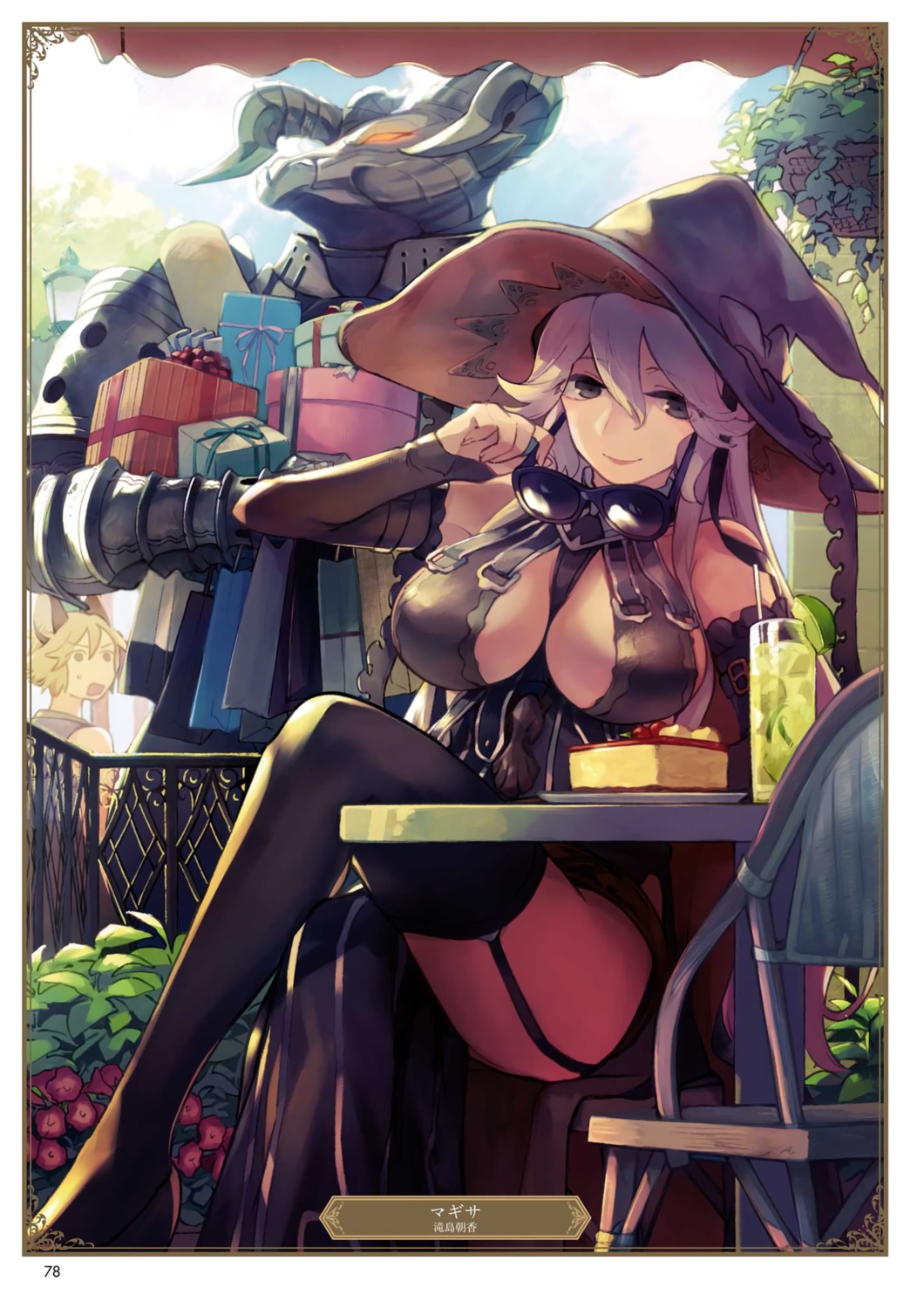 granblue_fantasy, magisa_(granblue_fantasy), monster, stockings, takishima_asaka, thighhighs, witch