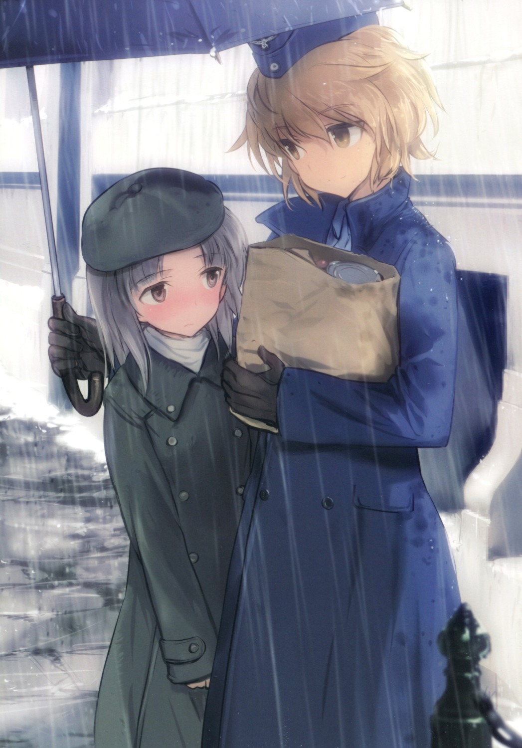 edytha_rossmann, shimada_humikane, strike_witches, umbrella, uniform, waltrud_krupinski