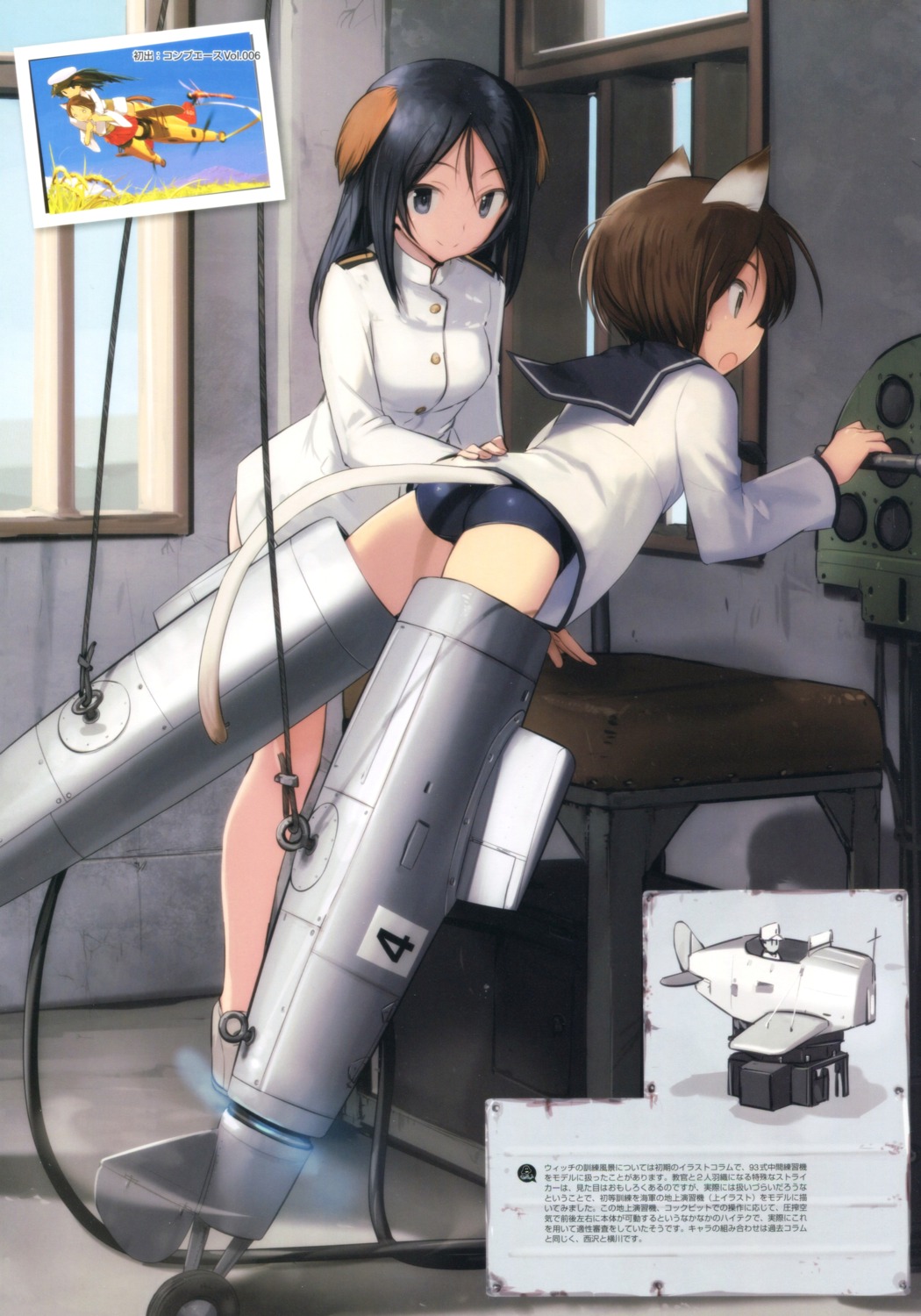 animal_ears, ass, nishizawa_yoshiko, school_swimsuit, shimada_humikane, strike_witches, swimsuits, tail, uniform, yokokawa_kazumi