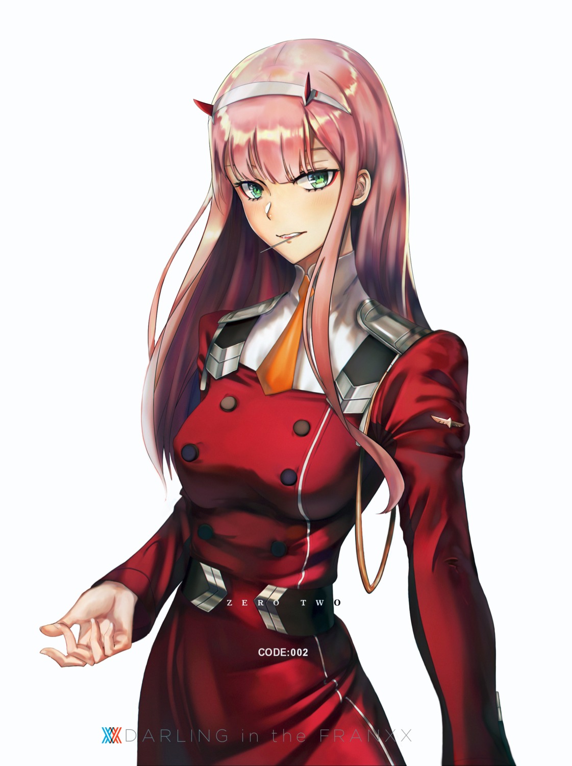 darling_in_the_franxx, horns, murasaki_saki, uniform, zero_two_(darling_in_the_franxx)