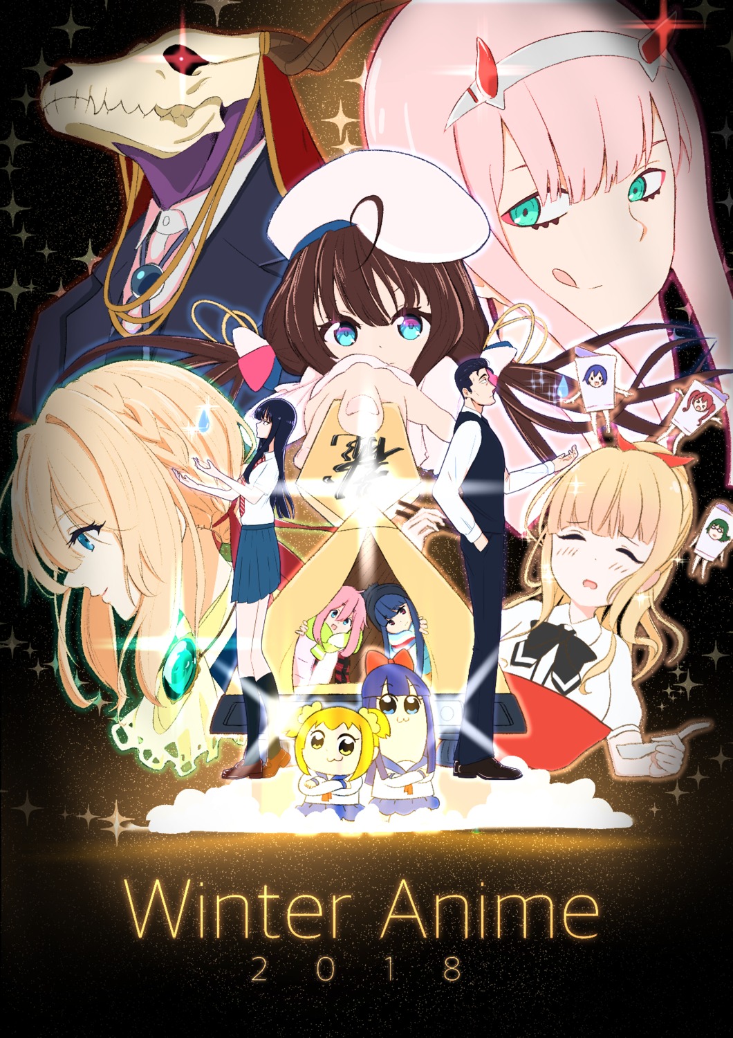 crossover, darling_in_the_franxx, elias_ainsworth, hinatsuru_ai, horns, kagamihara_nadeshiko, koi_wa_ameagari_no_you_ni, koizumi-san