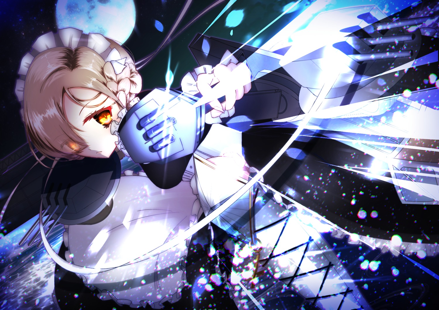 azur_lane, gun, maid, selinen, sheffield_(azur_lane)