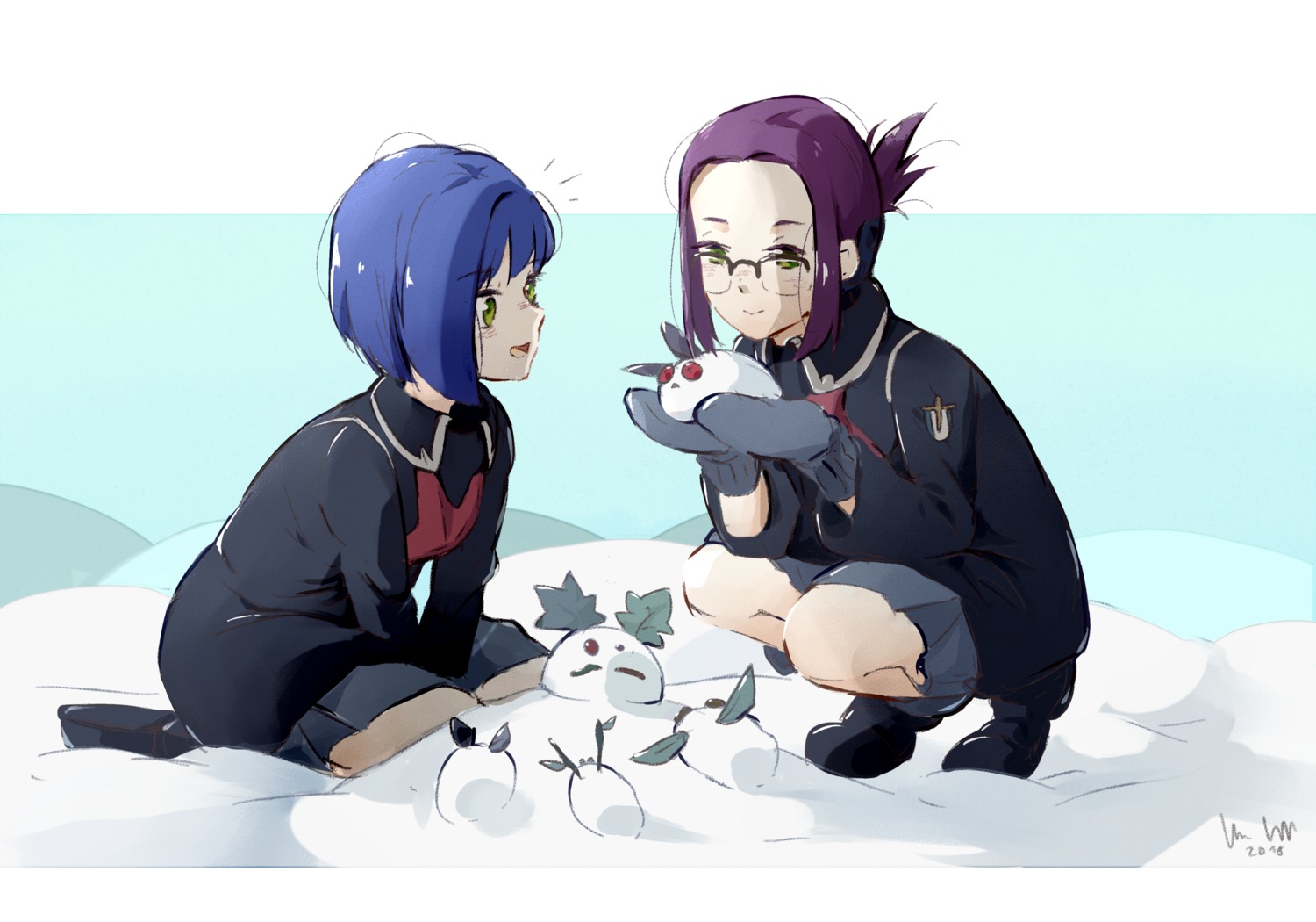 darling_in_the_franxx, ichigo_(darling_in_the_franxx), ikuno_(darling_in_the_franxx), megane, seifuku, van_wulfen