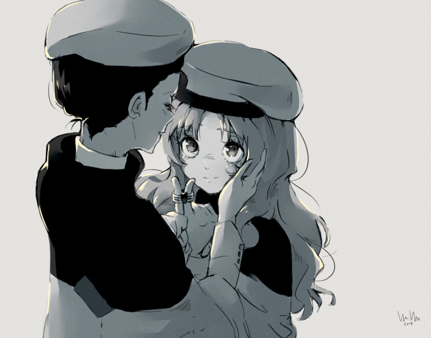 darling_in_the_franxx, kokoro_(darling_in_the_franxx), mitsuru_(darling_in_the_franxx), monochrome, uniform, van_wulfen