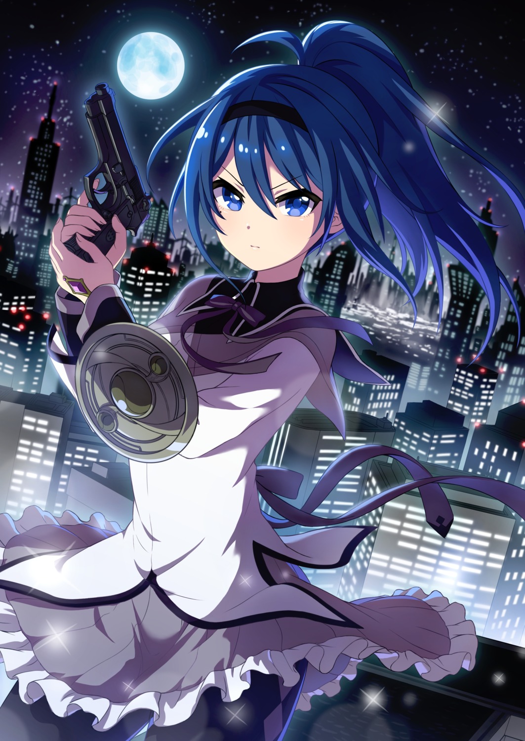 gun, mahou_shoujo_madoka_magica, pantyhose, project_tokyo_dolls, seifuku