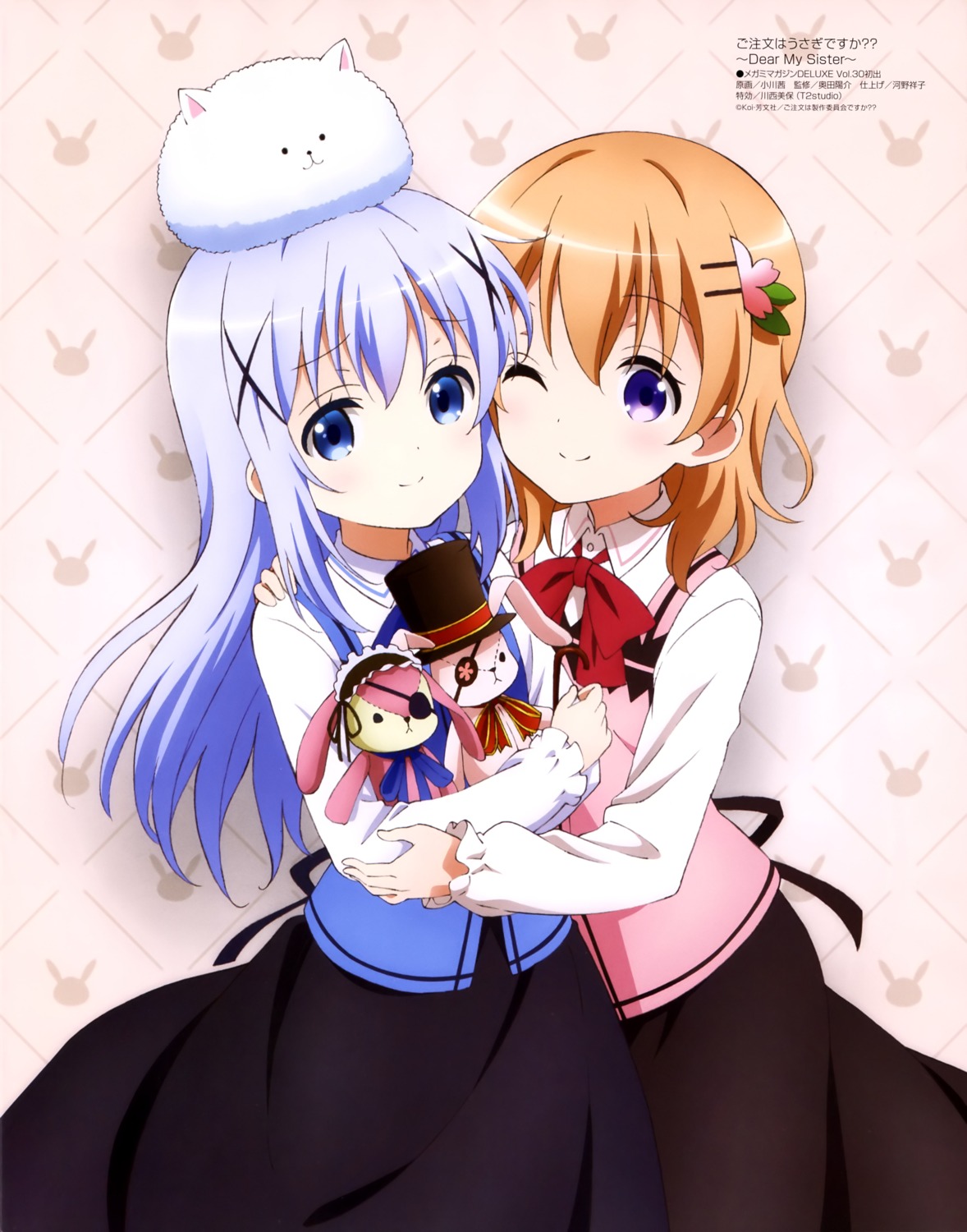 gochuumon_wa_usagi_desu_ka?, hoto_cocoa, kafuu_chino, ogawa_akane, tippy_(gochiusa), uniform, waitress
