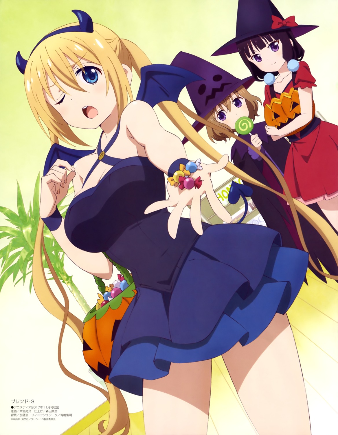 blend_s, cleavage, dress, halloween, hinata_kaho, horns, hoshikawa_mafuyu, kimiya_ryousuke