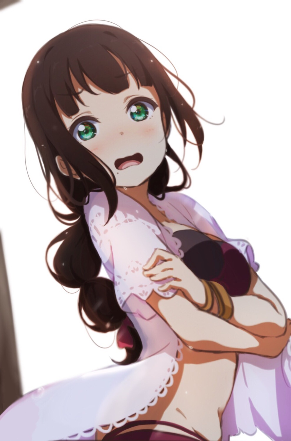 bikini, icehotmilktea, kurosawa_dia, love_live!_(series), love_live!_sunshine!!, open_shirt, see_through, swimsuits