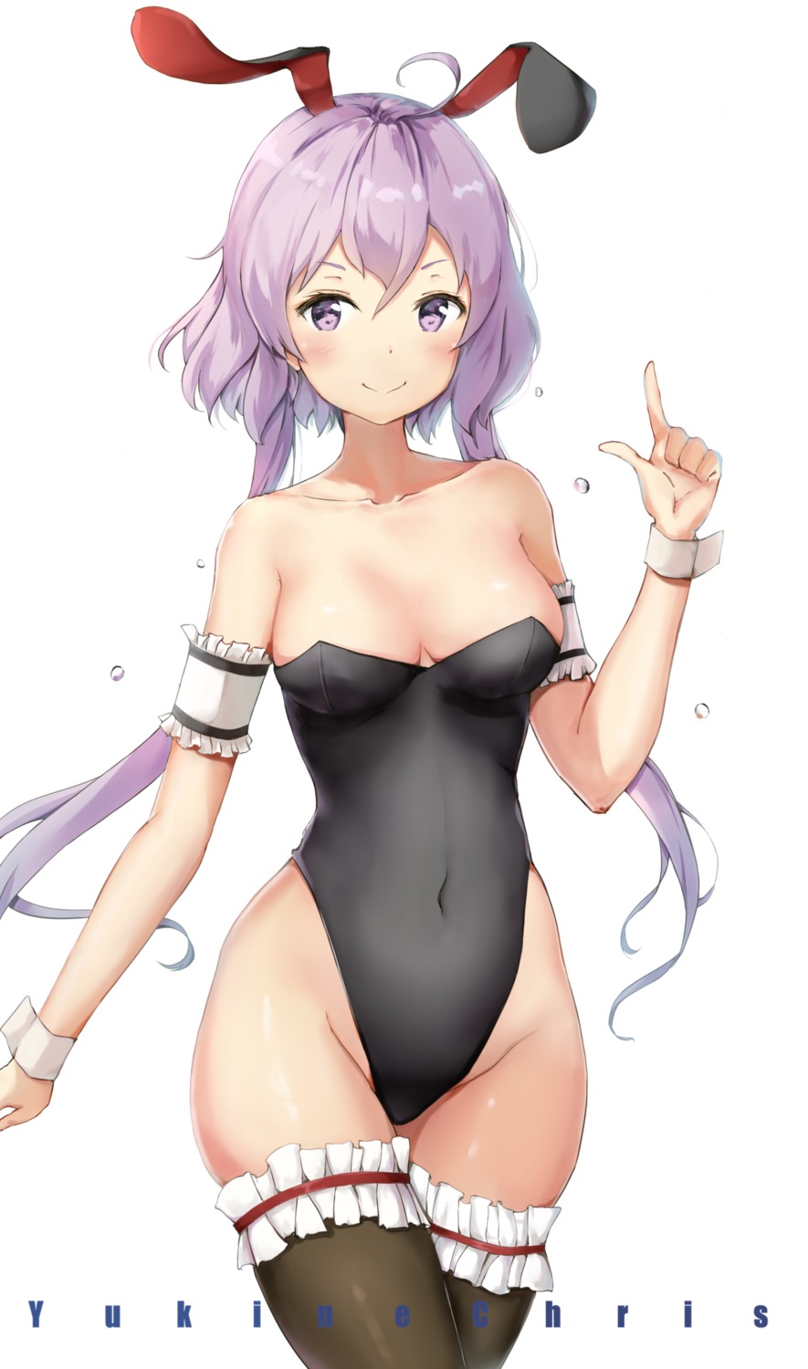 animal_ears, bunny_ears, bunny_girl, cleavage, lemon_tea, senki_zesshou_symphogear, thighhighs, yukine_chris