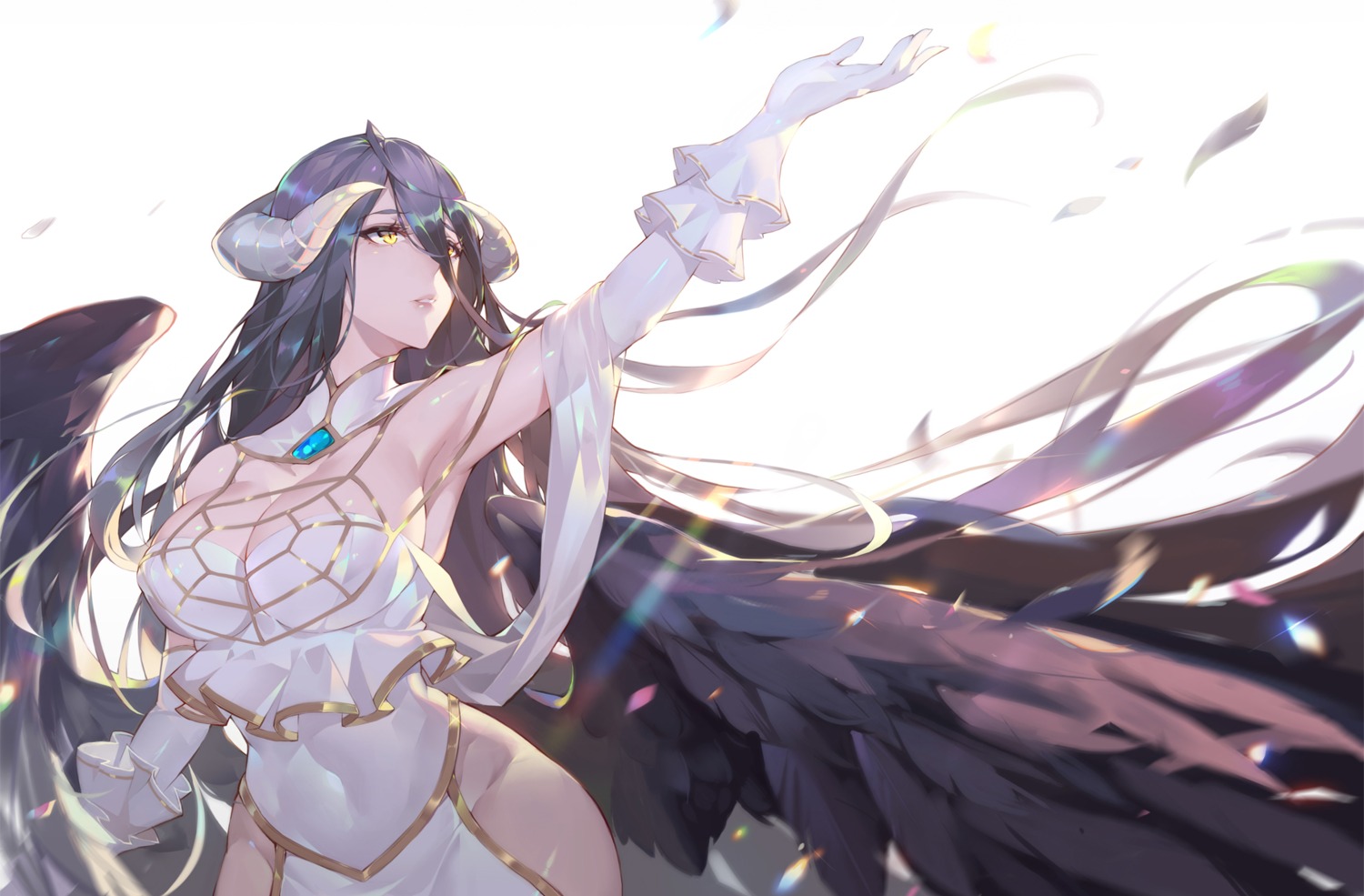 albedo_(overlord), calder, cleavage, horns, overlord, wings