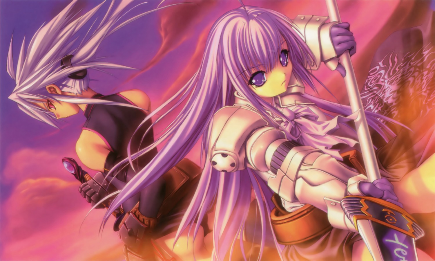 armor, aselia_bluespirit, eien_no_aselia, hitomaru, sword, uruka_blackspirit, xuse
