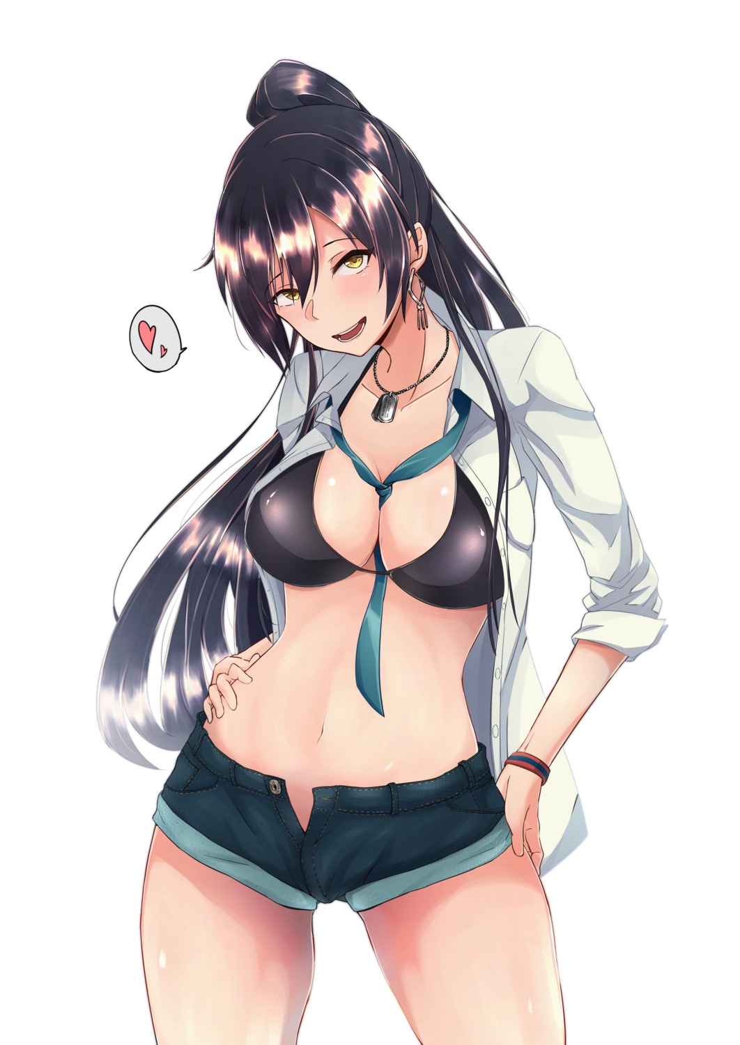 bikini_top, cleavage, dress_shirt, kasoku_souchi, open_shirt, shirase_sakuya, swimsuits, the_idolm@ster, the_idolm@ster_shiny_colors