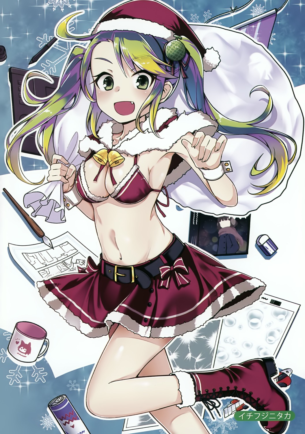 bikini_top, christmas, cleavage, heels, ichifuji_nitaka, melonbooks, swimsuits