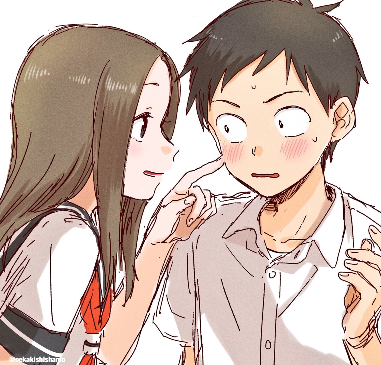 karakai_jouzu_no_takagi-san, nishikata, seifuku, shishamo, sketch, takagi-san