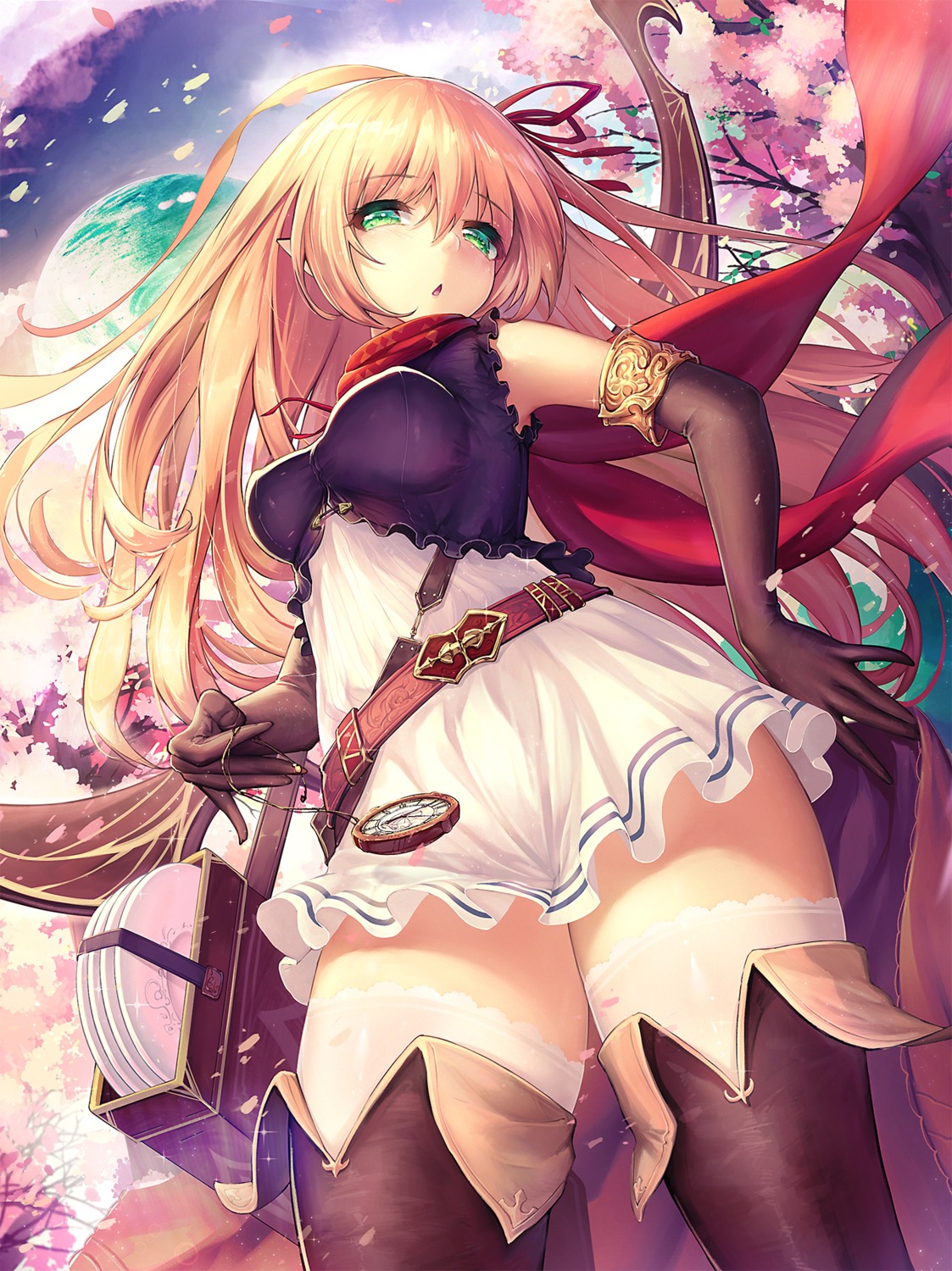 arisa_(shadowverse), dk_senie, dress, pointy_ears, shadowverse, thighhighs
