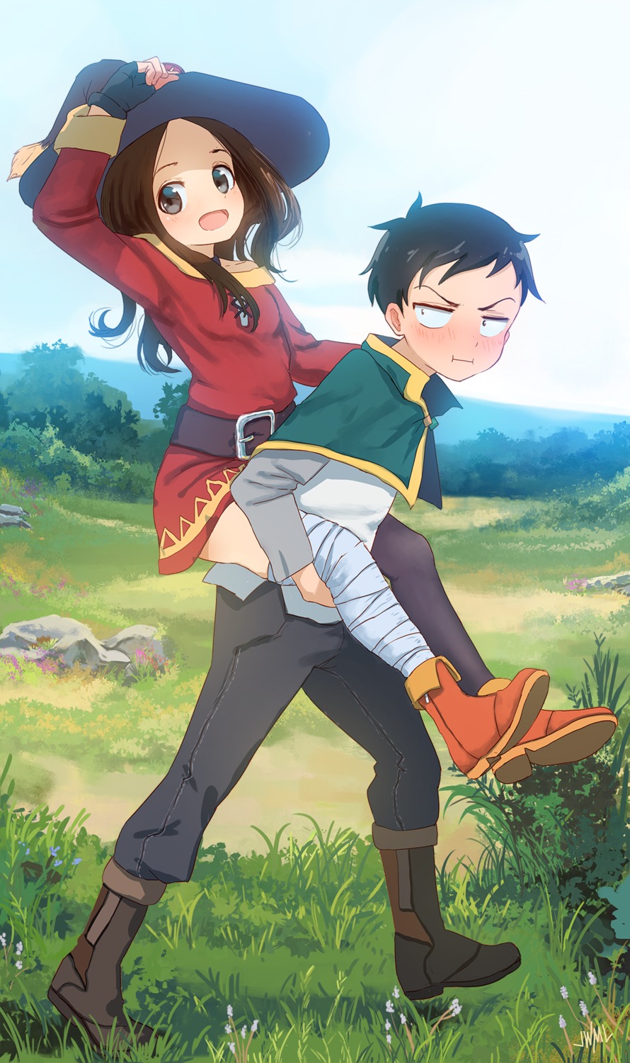 bandages, cosplay, dress, karakai_jouzu_no_takagi-san, kono_subarashii_sekai_ni_shukufuku_wo!, megumin, nishikata, parody