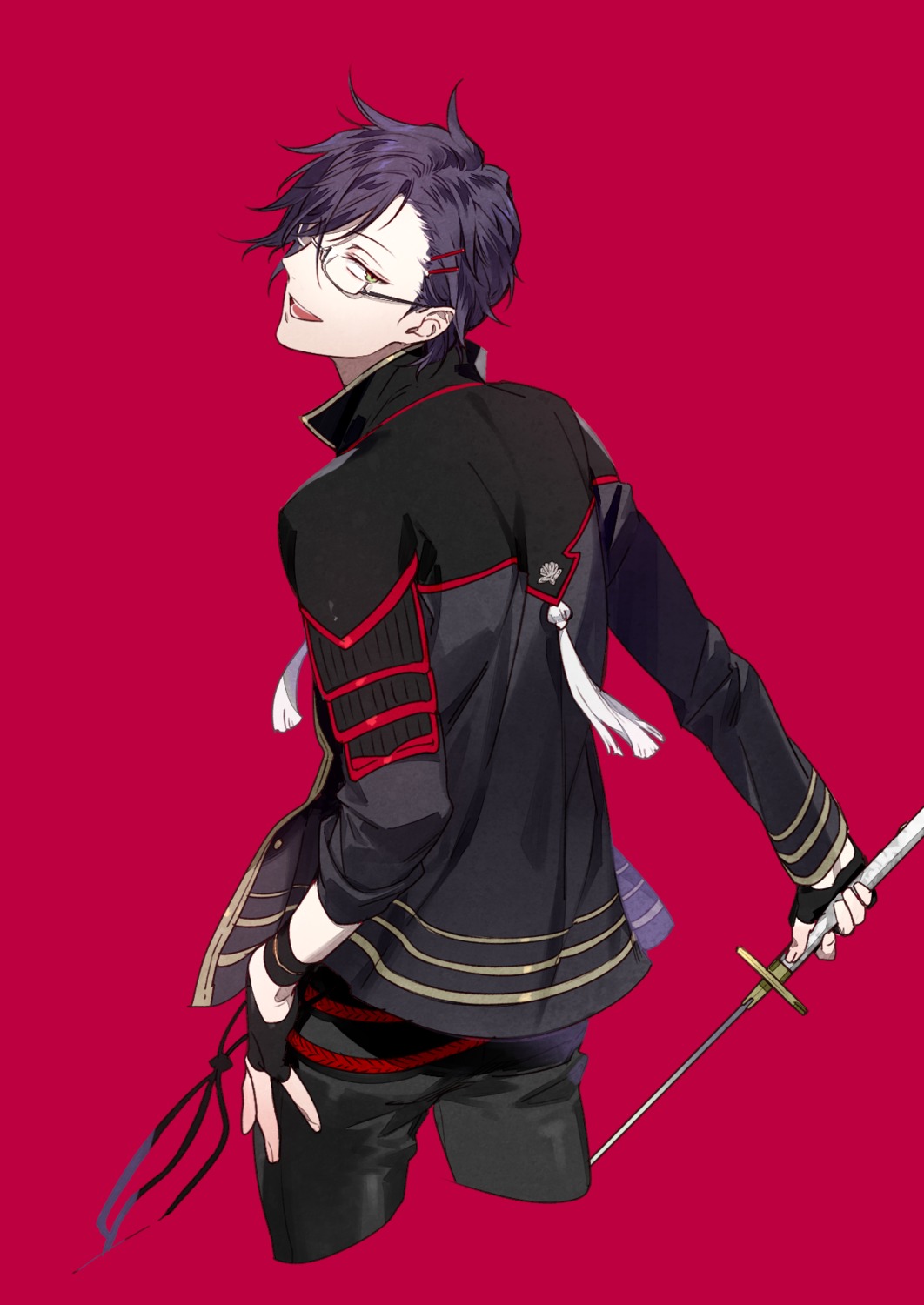 akashi_kuniyuki, kazari_tayu, male, megane, sword, touken_ranbu