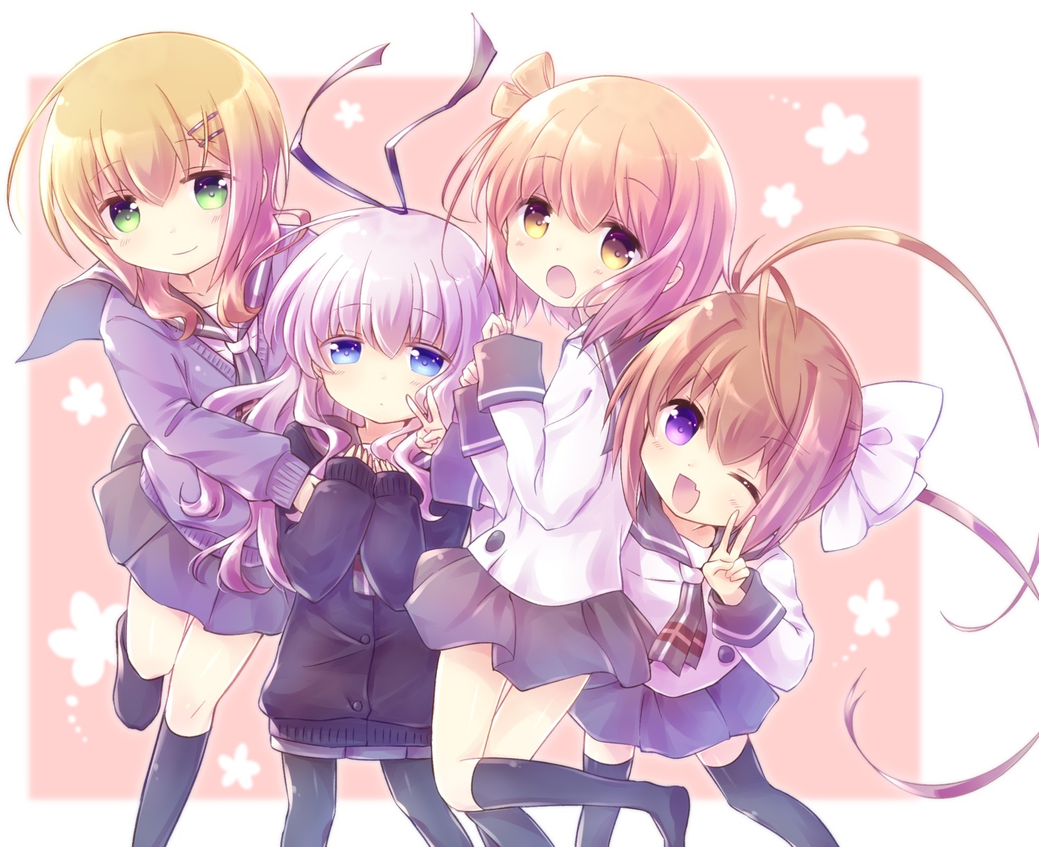 ichinose_hana, momochi_tamate, nyaa_(nnekoron), pantyhose, seifuku, sengoku_kamuri, slow_start, sweater